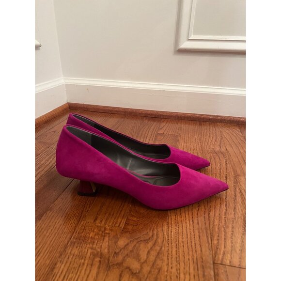 Franco Sarto Diva Pointed Toe Kitten Heel Pump Raspberry Pink Suede Sz 7.5 - Picture 4 of 8